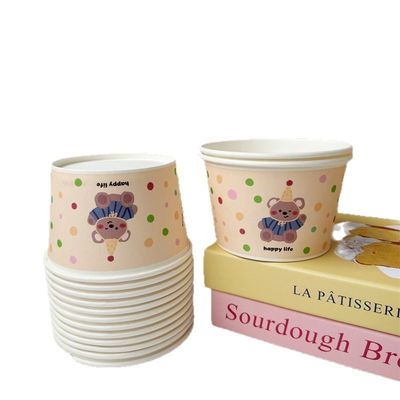 Afneembare papieren kom 500 ml 600 ml Salad Ronde container kom