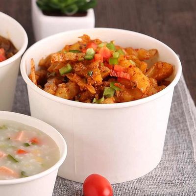 1100 ml papieren dessertbakken Voedselverpakking Noodel Salad Container 66 mm