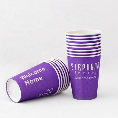 Purper Plastic Free Single Wall Paper Cup 24oz 675ml Custom Paper Coffee Cups 90mm