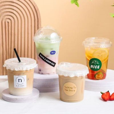 Eenmalige transparante plastic pet cup Custom logo Iced Coffee Cup