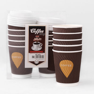 8oz Kraft Ripple Paper Cups 92mm PE Coated Warm Coffee Paper Cup