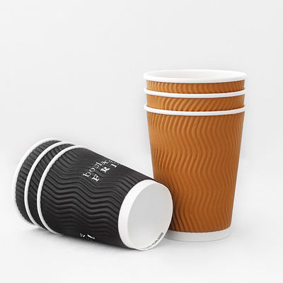 Wegwerp 10oz Ripple Wall Paper Cups PLA Coating Branded Paper Coffee Cups