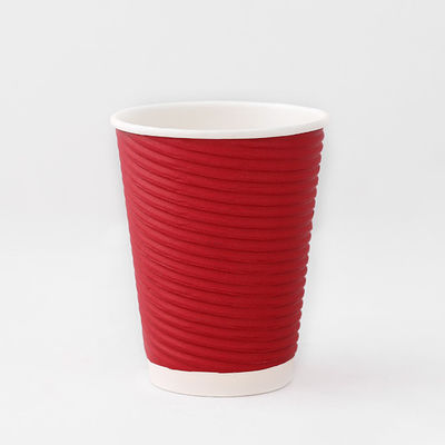 Recycled 430 ml Ripple Wall Coffee Cups 12oz Ripple Paper Cups Plastic Free Coated