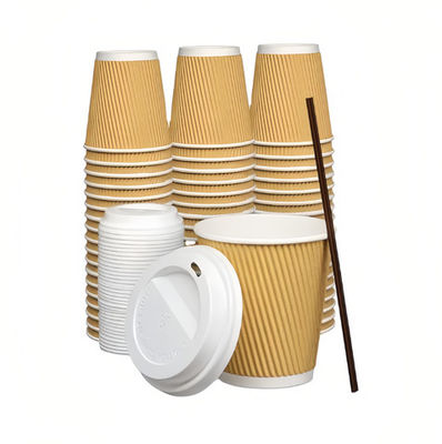 4OZ 125 ml Kraft Paper Cups Kraft Ripple Cups Pla bedekt