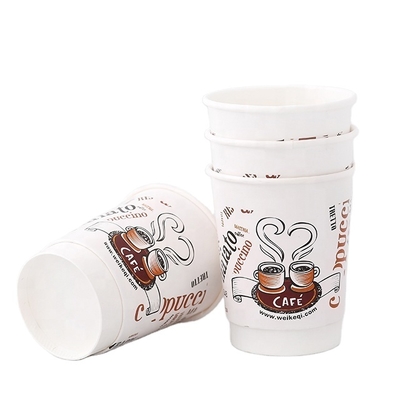Custom bedrukte papieren bekers met enkele wand, 3oz-32oz, met deksels
